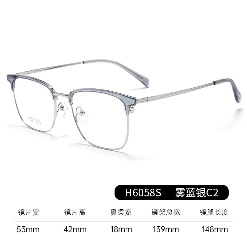 Bclear Unisex Full Rim Square Brow Line Titanium Eyeglasses 16058 - Lightweight Durable Frame for Men & Women - Perfect for Reading, Working & Fashion Accessories