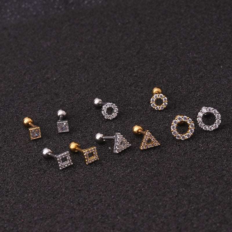 16G Triangle Round Cartilage Sleeper Earrings - Hypoallergenic Surgical Steel Piercing Jewelry for Helix, Tragus, and Conch - Perfect for Everyday Wear and Nighttime Comfort