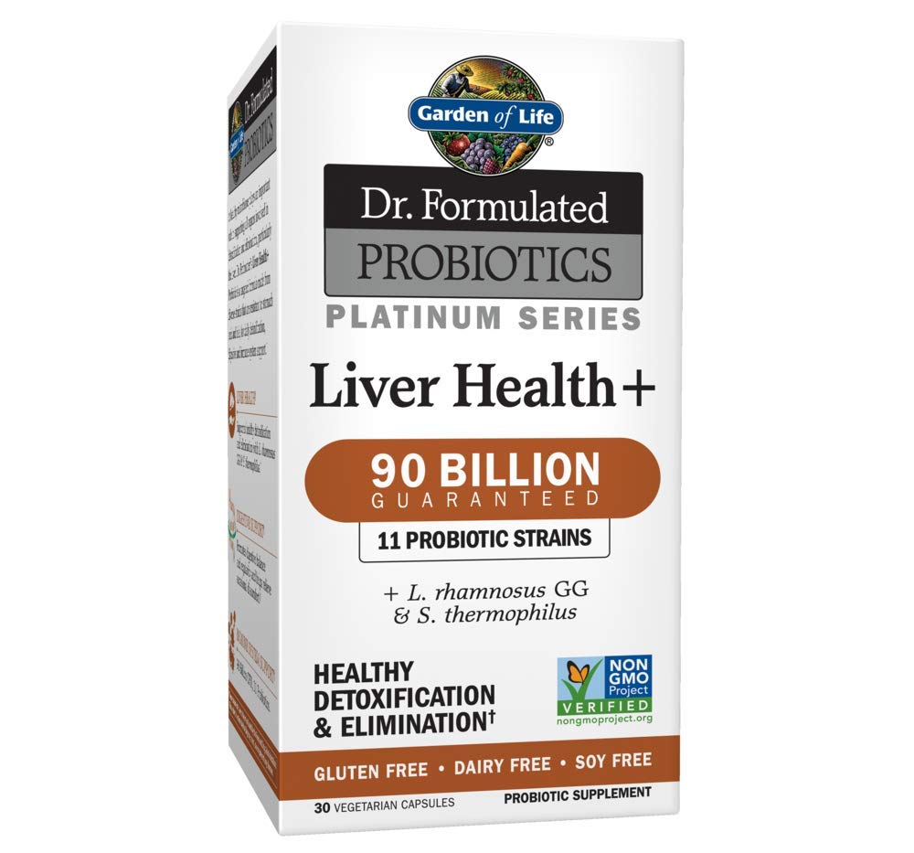 Garden of Life Dr. Formulated Probiotics Platinum Series for Liver Health - 90 Billion CFU Guaranteed | Daily Probiotic Supplement for Detox & Digestion Support | Vegan, Gluten-Free, 30 Capsules | Ideal for Daily Wellness & Gut Health Maintenance