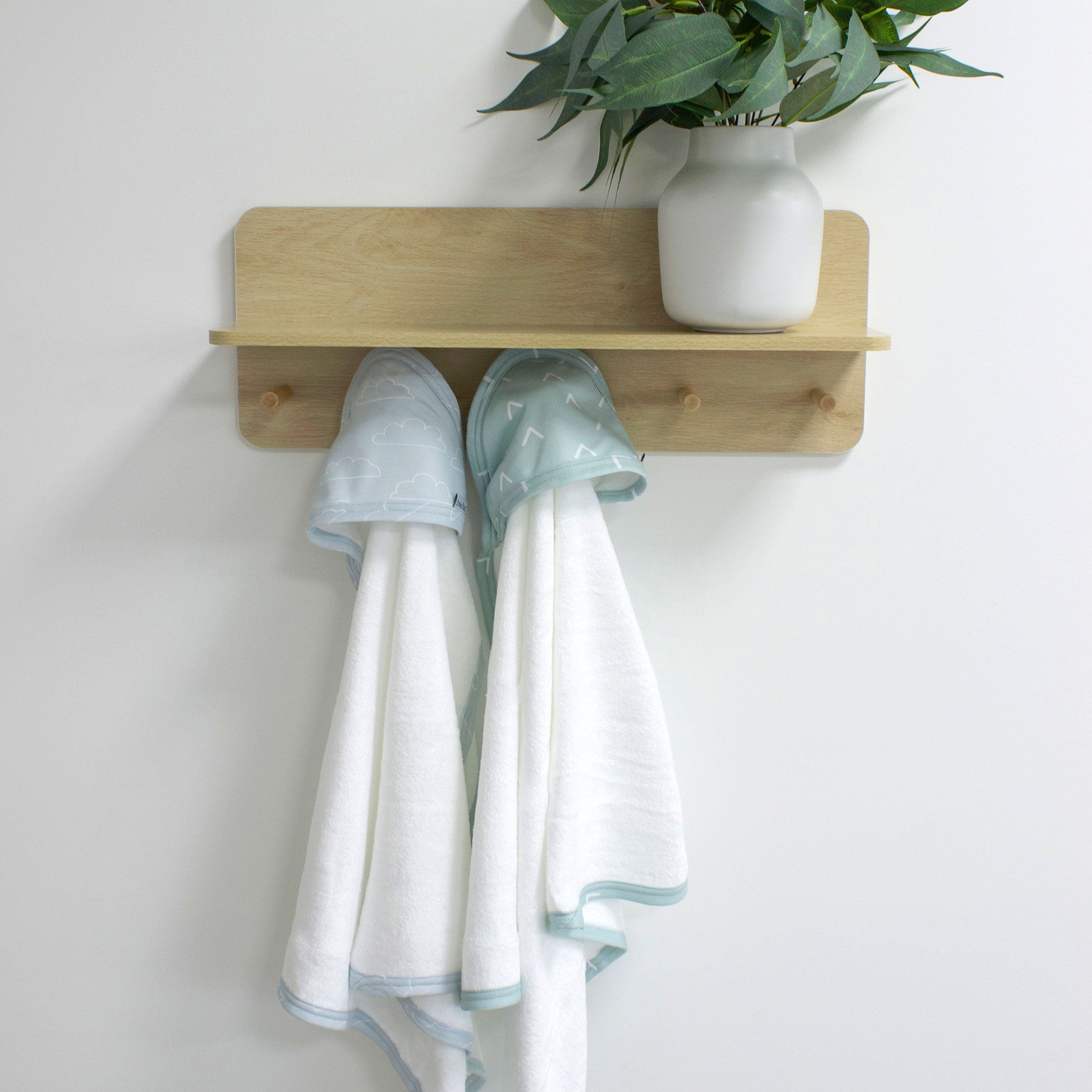 Nordic Style 2-Pack Hooded Baby Towel Set - Soft Dusty Sky & Mint for Newborns, Infants | Perfect for Bath Time, Swimming, and Beach Outings
