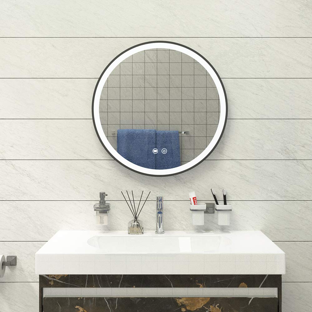 30 Inch Dimmable LED Round Bathroom Mirror - Wall Mounted Anti-Fog Vanity Mirror with Touch Switch & Demister Pad | Perfect for Makeup, Shaving & Home Decor