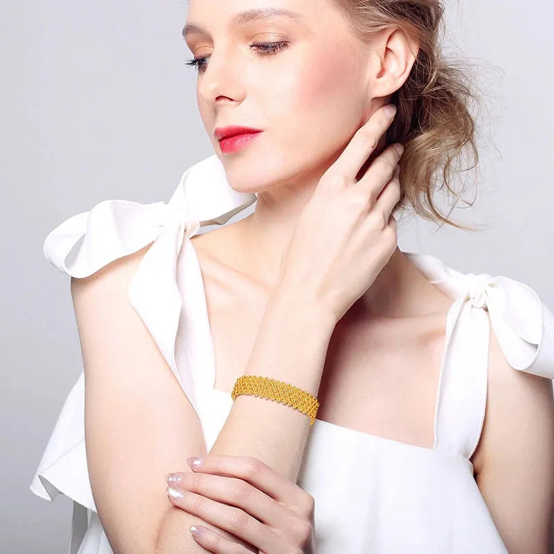 24K Pure Gold Bracelet - 999 Solid Real Gold Bangle for Women, Elegant & Romantic Classic Jewelry Gift for Anniversary, Valentine's Day, Birthday (2023 New Arrival) - Perfect for Special Occasions, Parties & Daily Wear