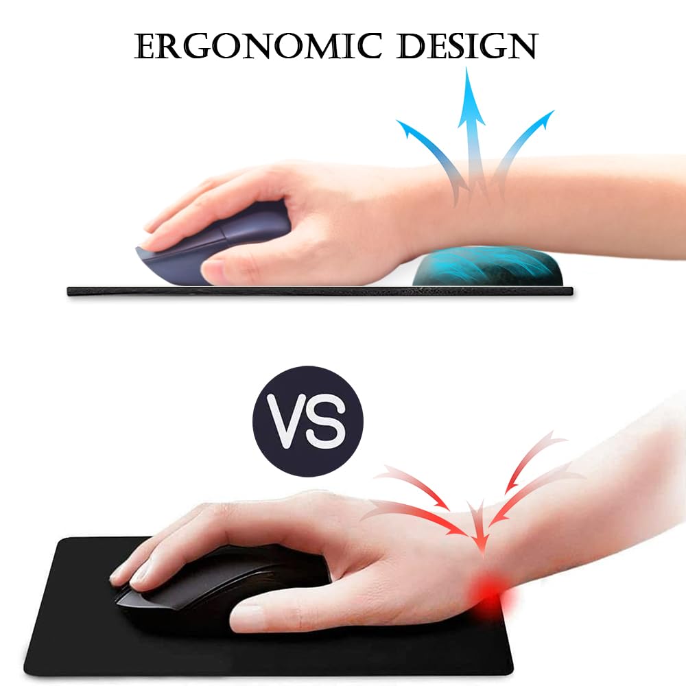 HOPONY Ergonomic Mouse Pad with Gel Wrist Rest - Comfortable Non-Slip Computer Mouse Pad for Laptop & PC - 9x10 Inches Forest Green - Relieves Wrist Pain & Fatigue for Office Work, Gaming & Long Computer Use