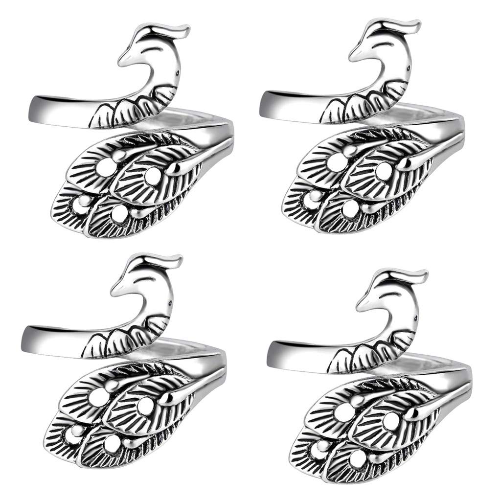 Yamart Adjustable Knitting Loop Crochet Ring - Advanced Peacock Rings for Faster Knitting, DIY Yarn Guide & Finger Holder - Perfect for Handmade Crafts, Sweaters, Scarves & Crochet Projects (4-Pack)