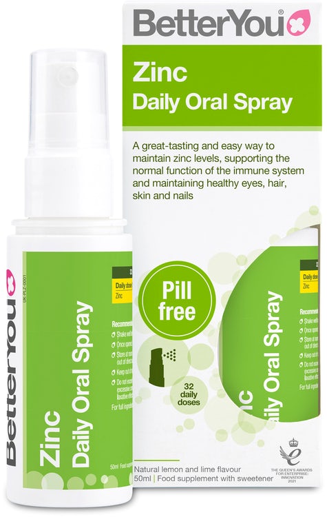 BetterYou Zinc Daily Oral Spray 10mg 50ml - Immune Support Supplement for Adults & Kids - Fast Absorbing Liquid Zinc for Energy & Wellness - Perfect for Travel, Work & Home Use
