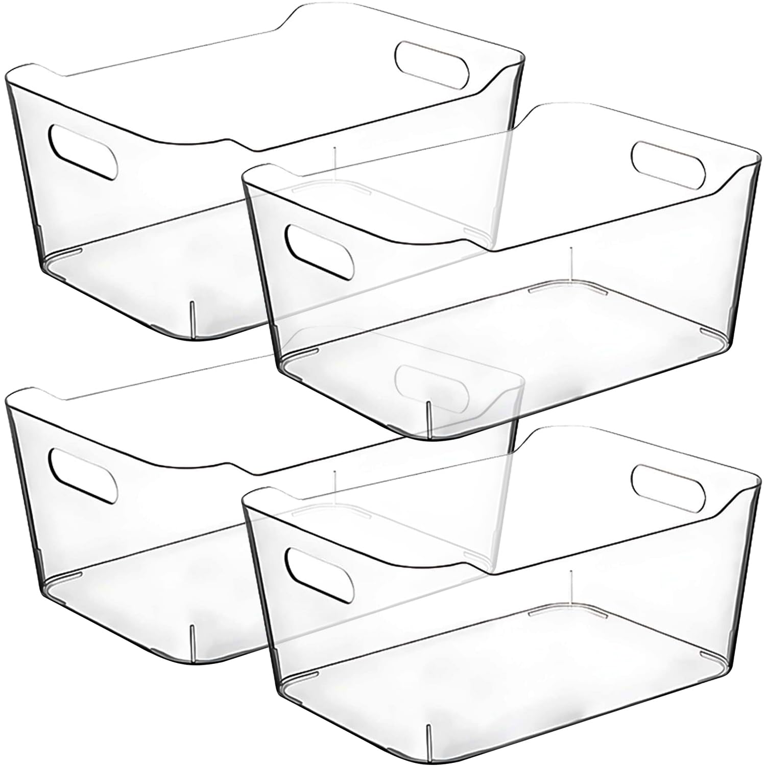 Clear Plastic Storage Bins - Stackable Kitchen & Pantry Organizers, Freezer & Fridge Storage Containers for Refrigerator, Medicine Cabinet & Closet Organization | Perfect for Home, Office & Dorm Room Storage Solutions
