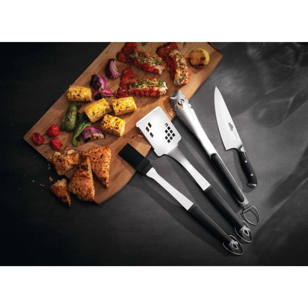 Napoleon 70065 Executive 4-Piece BBQ Grill Tool Set - Stainless Steel Utensils for Outdoor Grilling, Backyard BBQs & Camping