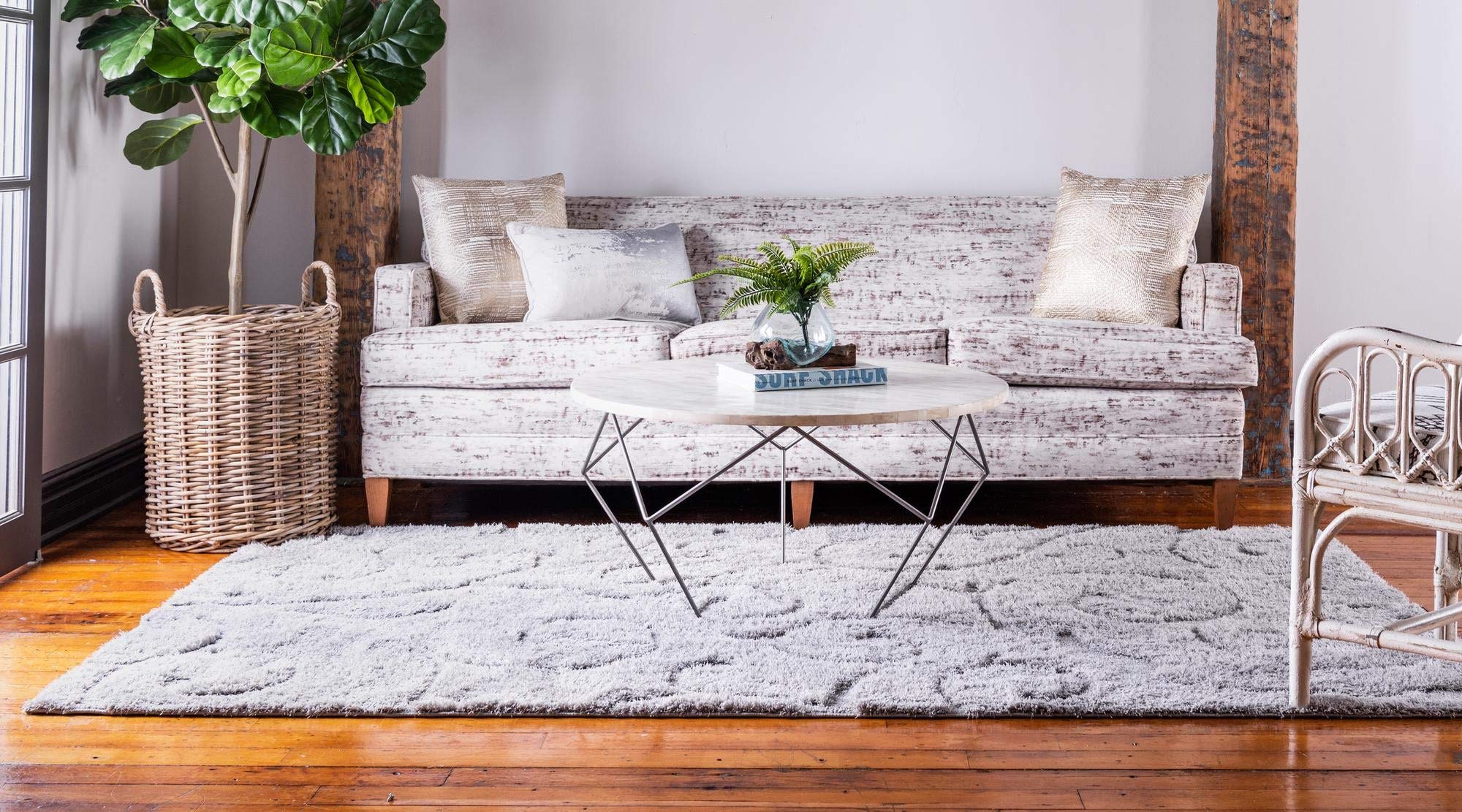 Botanical Shag Collection Rug – 9' x 12' Gray Shaggy Area Rug | Soft Plush Floor Carpet for Living Room, Bedroom & Nursery | Eco-Friendly Home Decor for Cozy Spaces & Modern Interiors