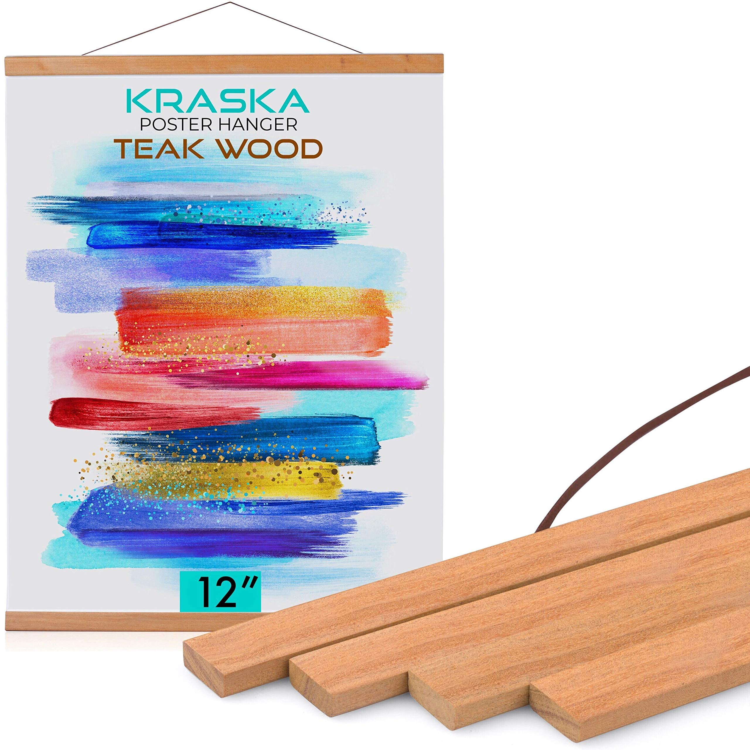KRASKA 12x18 Inch Magnetic Poster Frame - Wooden Map Hanger, Art Print Holder for Wall Decor | Perfect for Home, Office, Classroom & Gallery Displays (Also Fits 12x16, 12x36 Sizes)