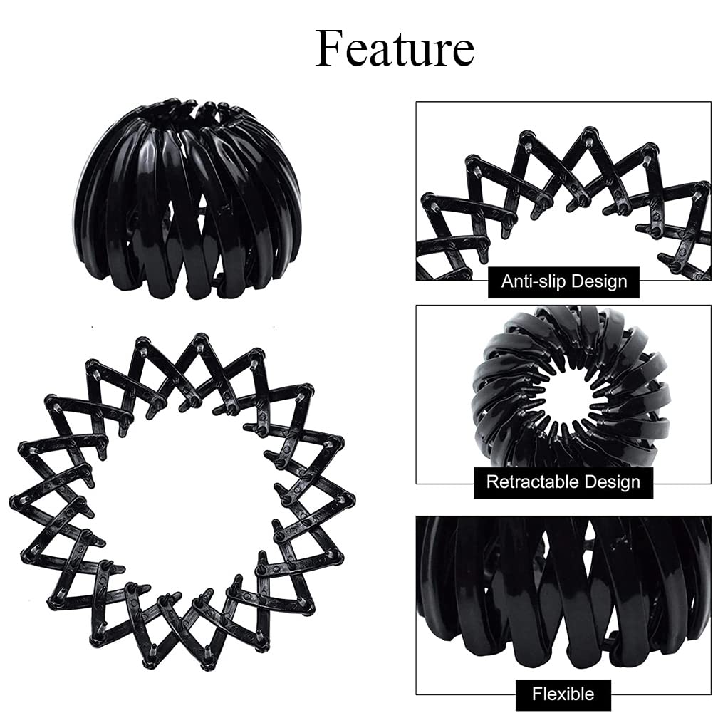 5 Pcs Birds Nest Hair Clips - Geometric Retractable Hair Loops, Bun Maker & Hairpin for Women & Girls - Perfect for Updos, Ponytails & Everyday Hairstyles