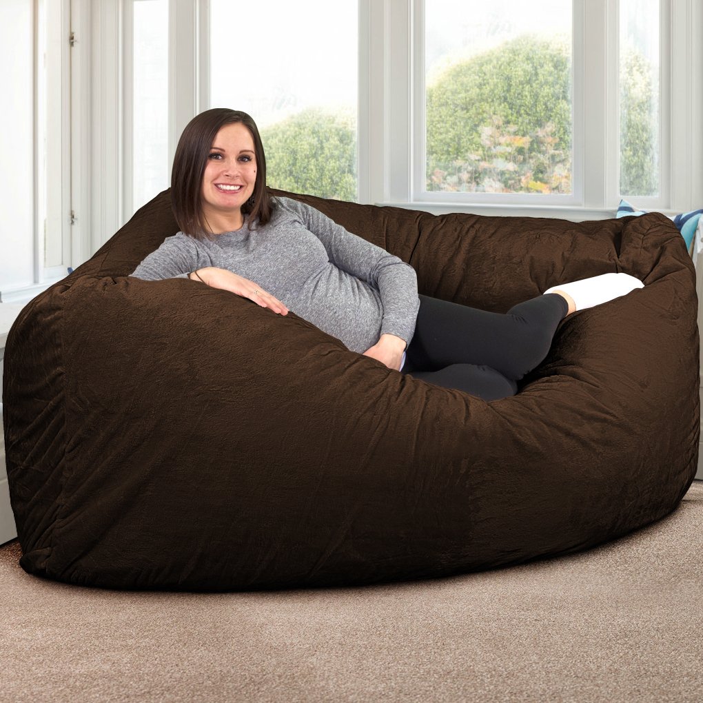 ULTIMATE SACK Oversized Bean Bag Chair for Adults - Super Soft Brown Fur Lounger, Comfy Couch & Loveseat Alternative for Living Room, Bedroom, Game Room & Dorm Furniture - Perfect for Relaxing, Gaming & Movie Nights