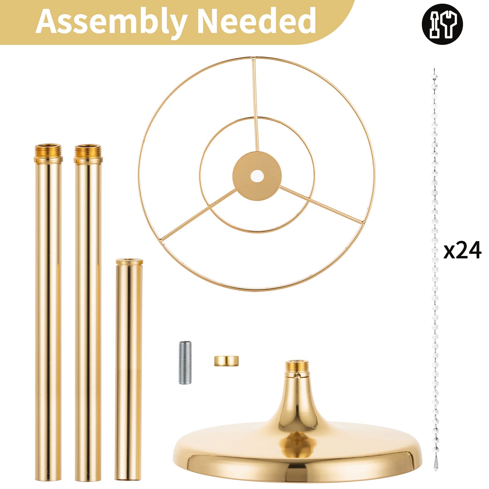 10 Pcs 35.4in Tall Crystal Gold Wedding Vases - Elegant Metal Flower Stand Centerpieces for Party Table Decorations, Bulk Wedding Decor, Table Chandeliers | Perfect for Wedding Receptions, Bridal Showers & Banquet Hall Decor