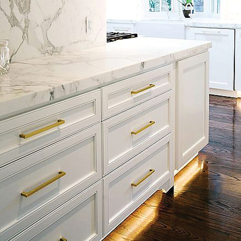 15 Pack Brushed Brass Drawer Pulls - 128mm Kitchen Cabinet Handles with Gold Finish - Perfect for Modern Cabinets, Dressers & Furniture Upgrades