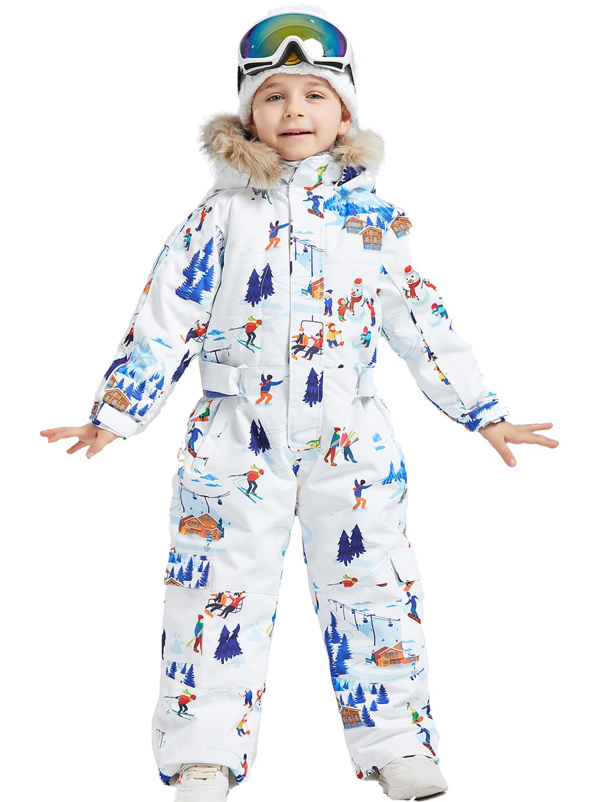 SNBOCON Kids Waterproof Winter Snowsuit - Warm One-Piece Coverall for Boys & Girls, Ski Suit for Outdoor Snow Play & Cold Weather Activities