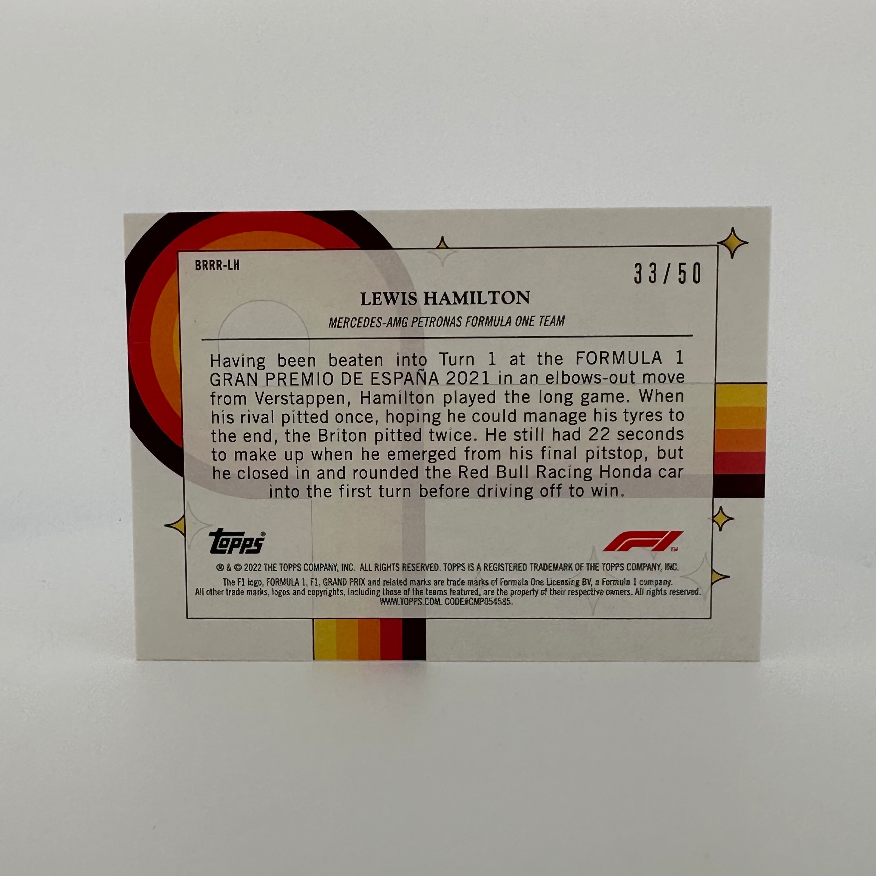 2022 Topps Formula 1 Lewis Hamilton 33/50 Gold Parallel Card - Bounce, Rock, Race, Roll - Perfect for F1 Collectors, Sports Memorabilia Enthusiasts & Racing Fans Display