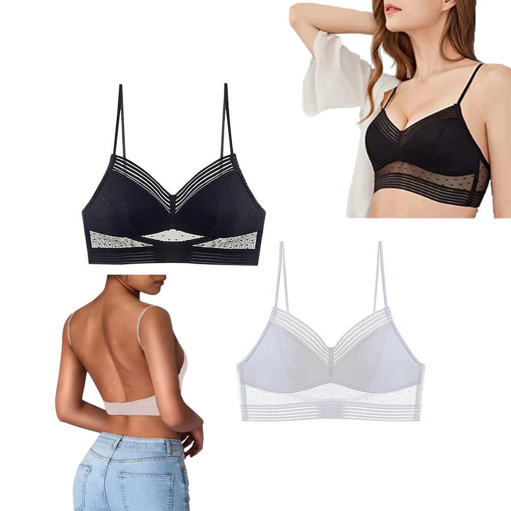 Brafit Backless Wireless Push Up Lace Bra for Women - Comfortable Low Back Strapless Lace Bralette for Evening Wear, Wedding Dresses & Special Occasions