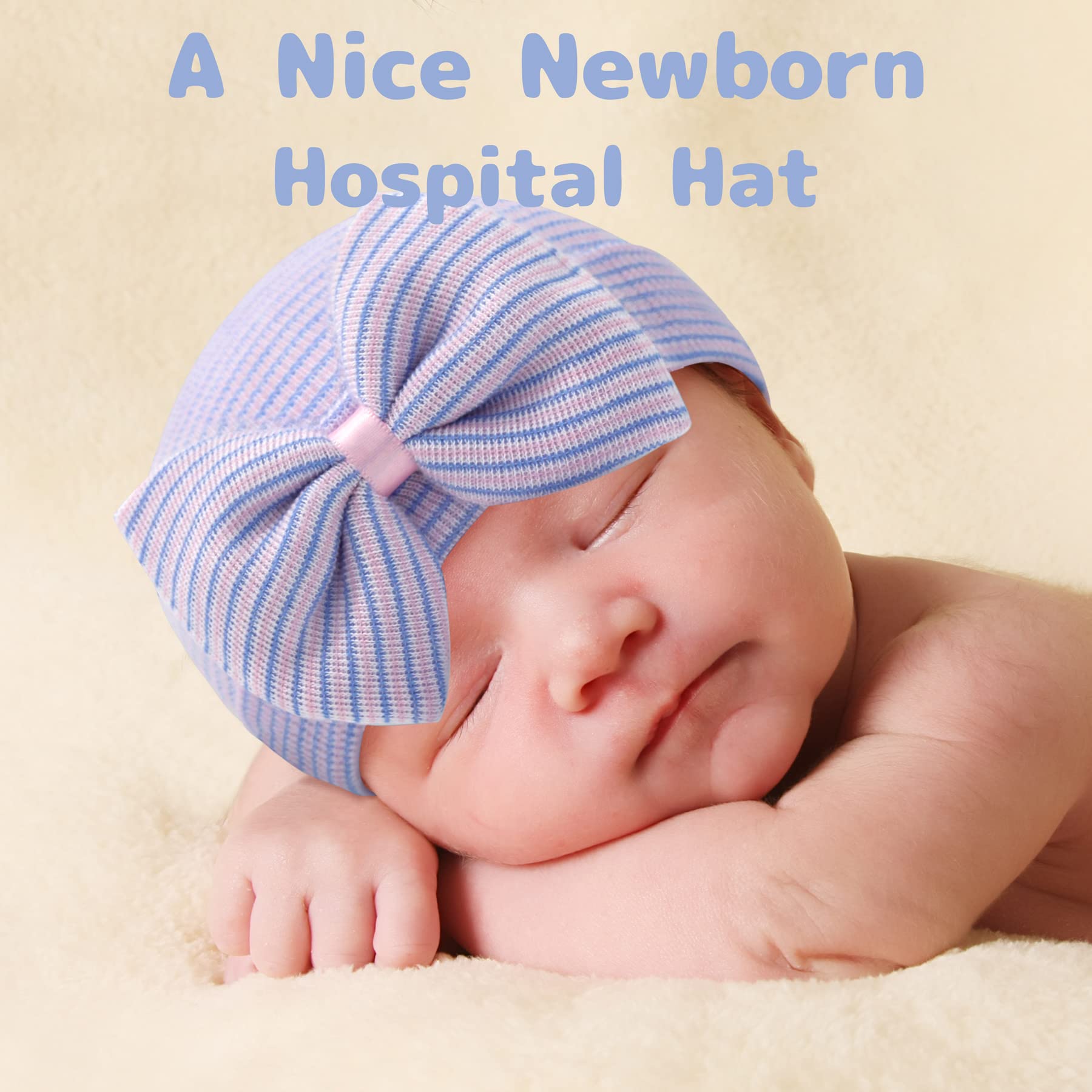 Olreco Newborn Baby Hats for Girls 0-6 Months - Soft Cotton Hospital Beanie with Headbands & Bows | Perfect for Newborn Photography, Nursery Essentials & Baby Shower Gifts