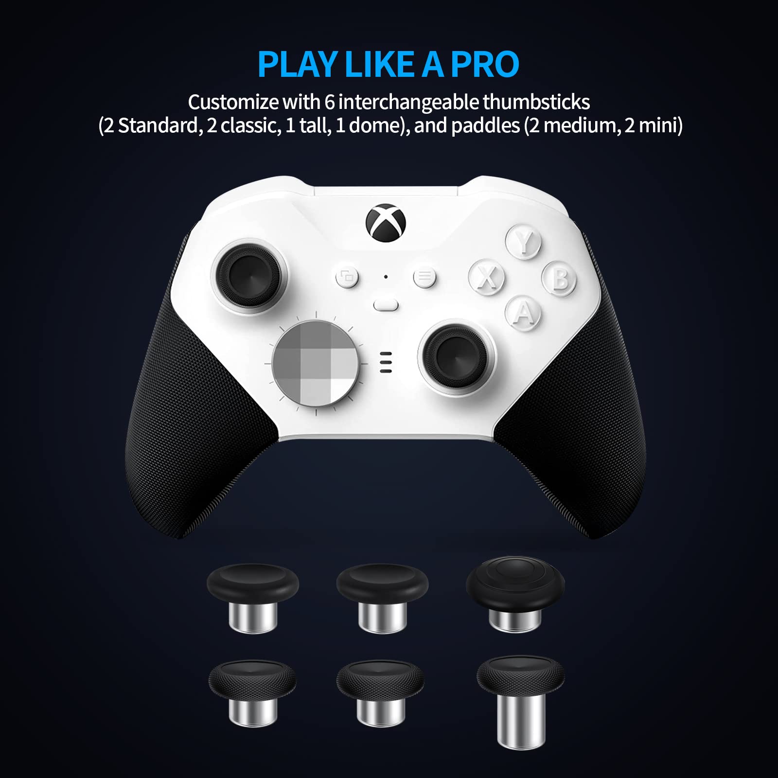 Xbox Elite Controller Series 2 Accessories - 13 in 1 Replacement Kit with Paddles, Thumbsticks, Joysticks, Analog Sticks, 2 D-Pads & Repair Tool | Compatible with Xbox Series X/S & PC Gaming Accessories