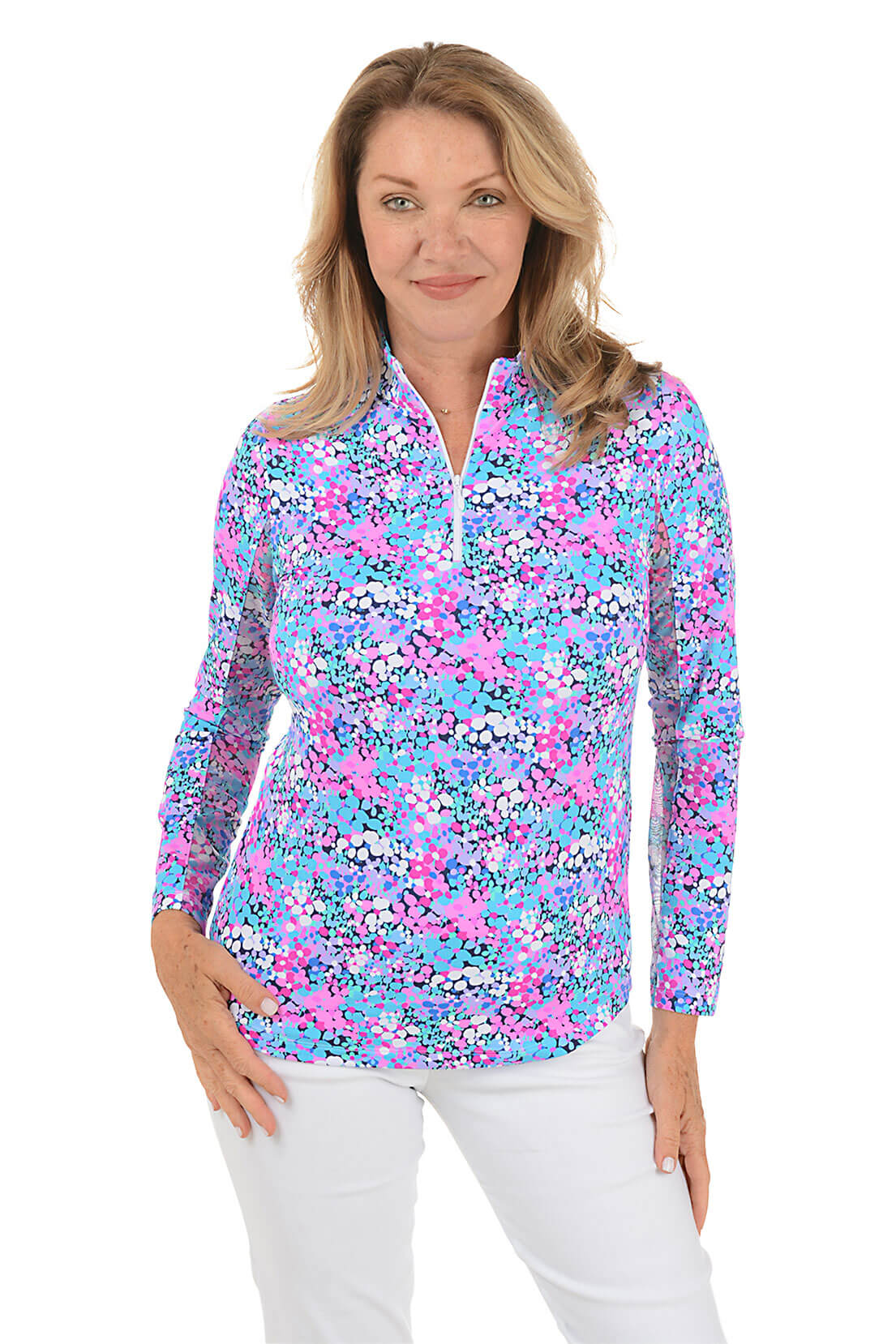 Candy Pink Allana Speckled UPF50+ Sun Protection Shirt for Women - Lightweight UV Blocking Beach Cover Up, Swim Shirt for Outdoor Activities, Hiking & Summer Travel