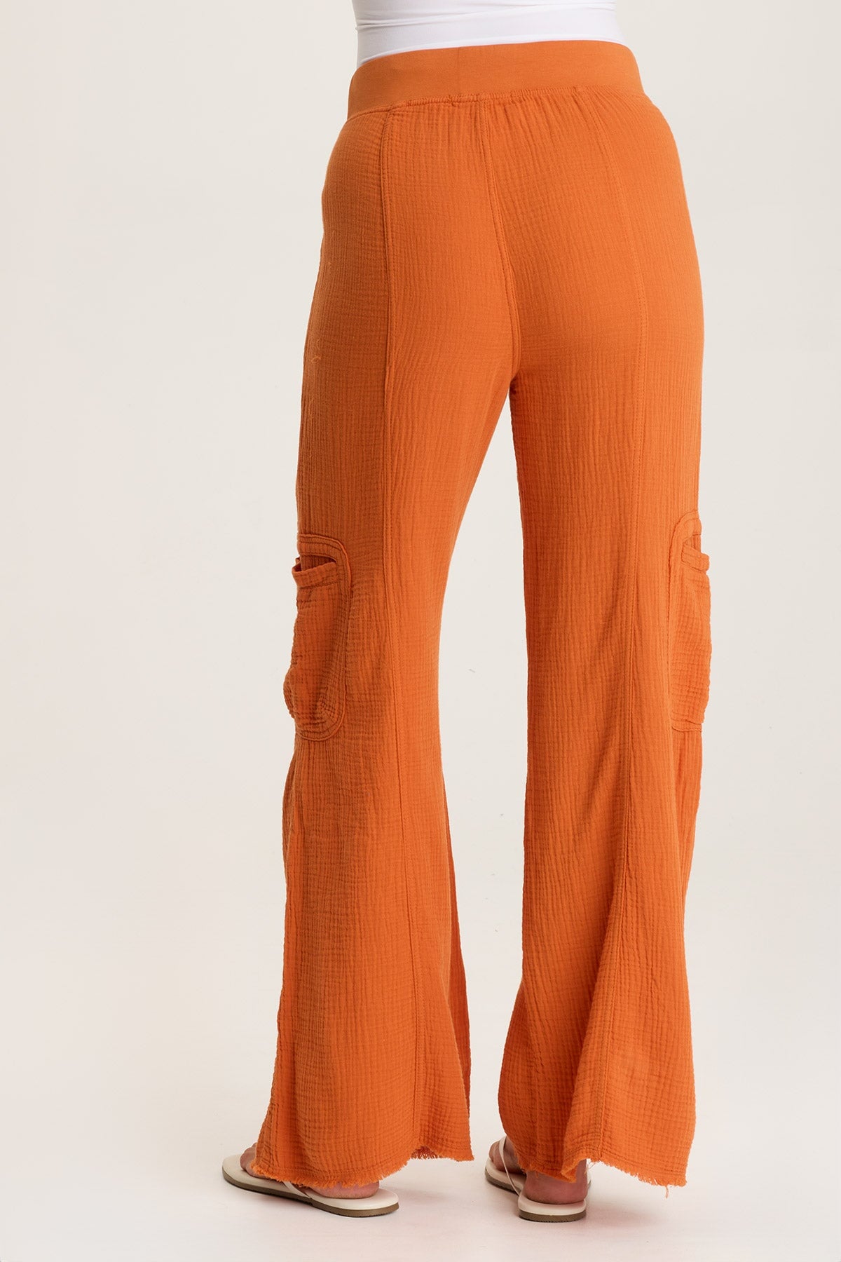 Rizal Gauze Pocket Flare Pants for Women - Boho Chic High Waisted Wide Leg Trousers - Perfect for Summer Festivals, Beach Vacations & Casual Outfits