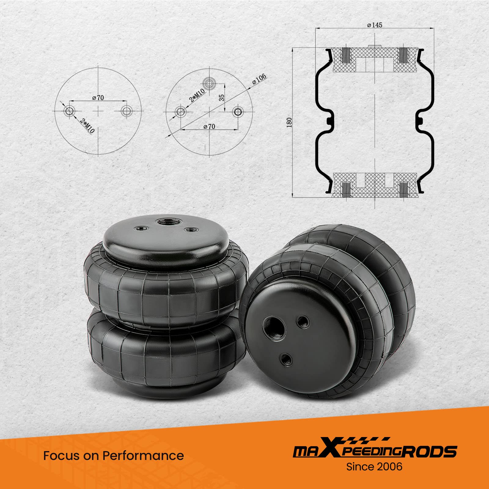 maXpeedingrods Triangulated 4 Link Suspension Kit & 5000lbs Air Suspension Bags - Universal Truck Suspension Upgrade for Cab Chassis, Hotrod, Ratrod - Perfect for Off-Roading, Towing & Performance Driving