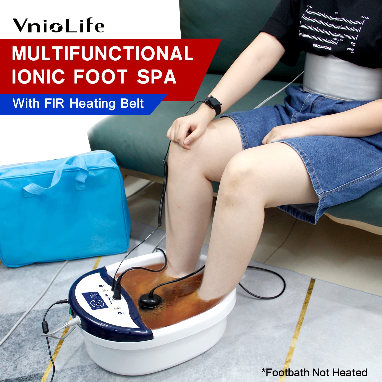 Ionic Foot Bath Detox Machine - Portable Ion Detoxifier with LED Display, Heated Belt & Wrist Strap | Foot Spa for Relaxation, Detox Cleansing & Wellness at Home