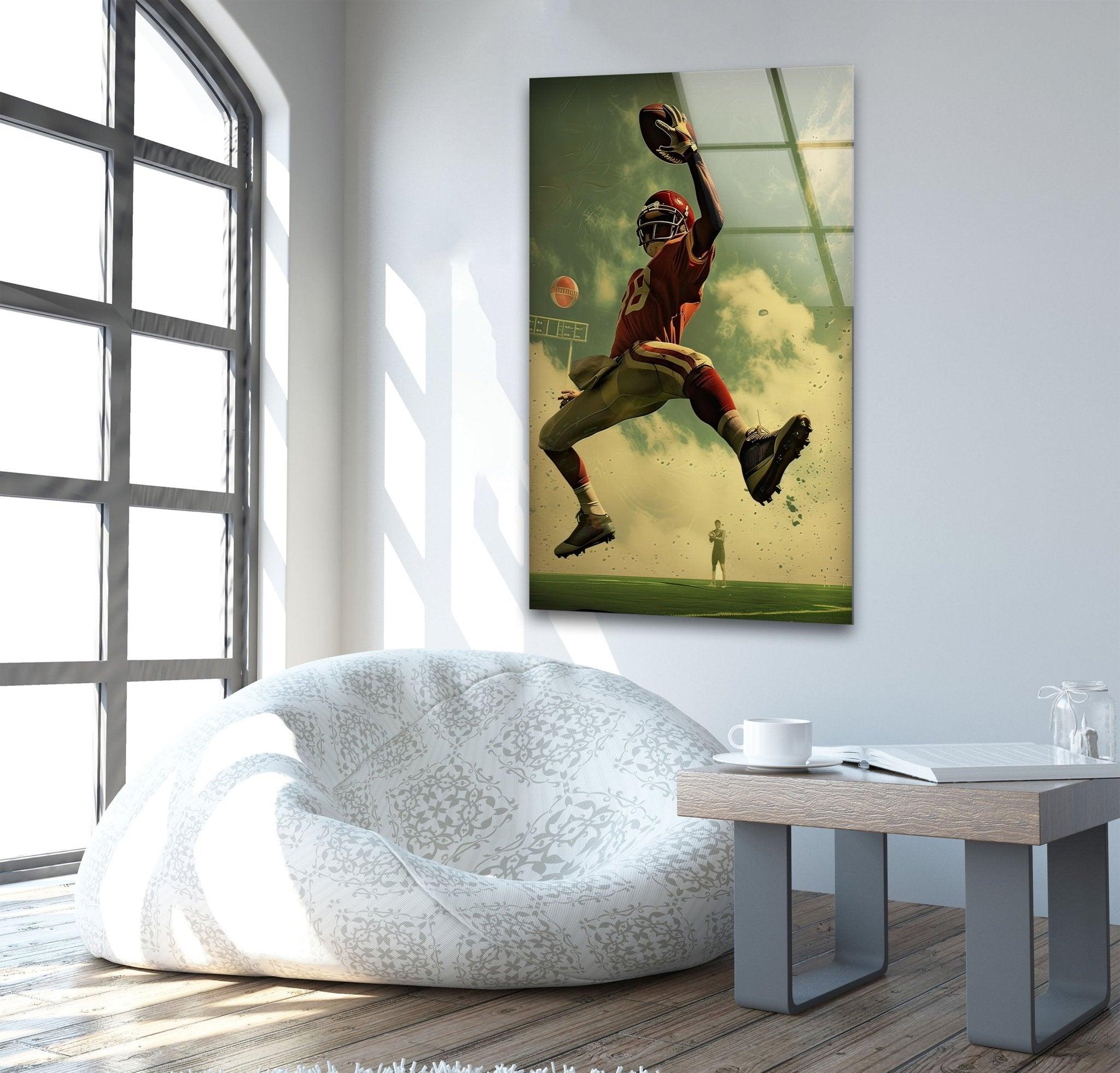 NFL American Football Glass Wall Art - Premium Home & Office Decor for Sports Fans & Man Cave