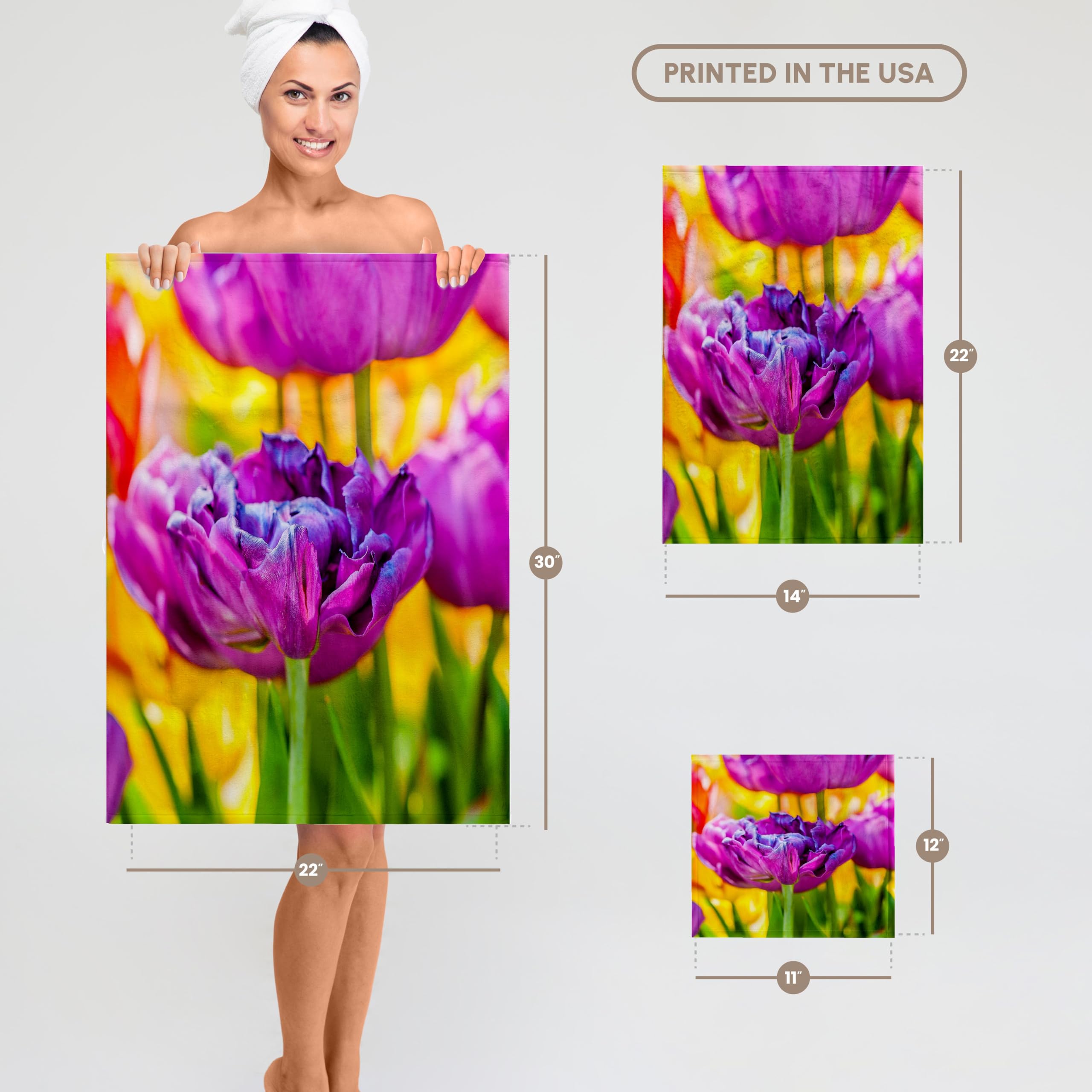 3D Rose Tulips Violet Parrot Flower Towel 15x22 - Home Decor & Gifts