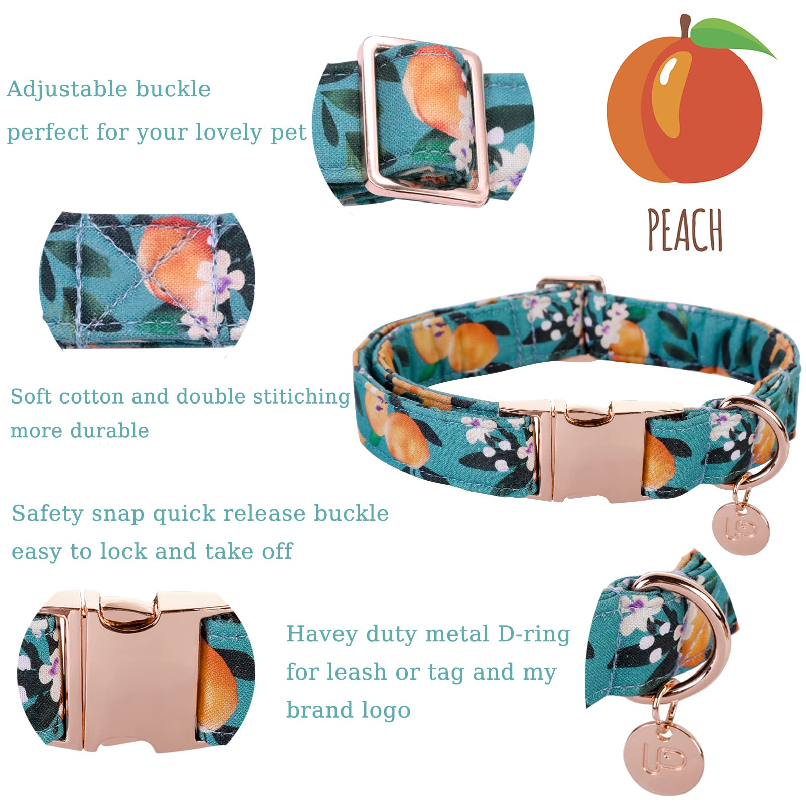 Flower Dog Collar for Large Dogs - Durable Cotton Pet Collar with Metal Buckle, Comfortable & Adjustable Summer Dog Accessory for Female Dogs - Perfect for Outdoor Walks, Pet Photos & Special Occasions