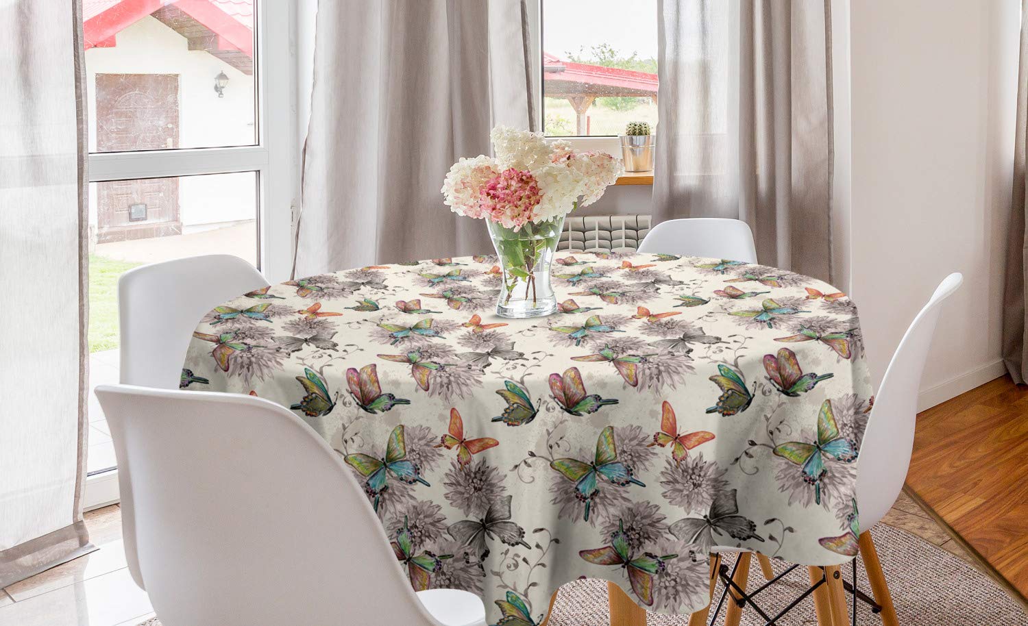 Ambesonne Butterfly Round Tablecloth 60