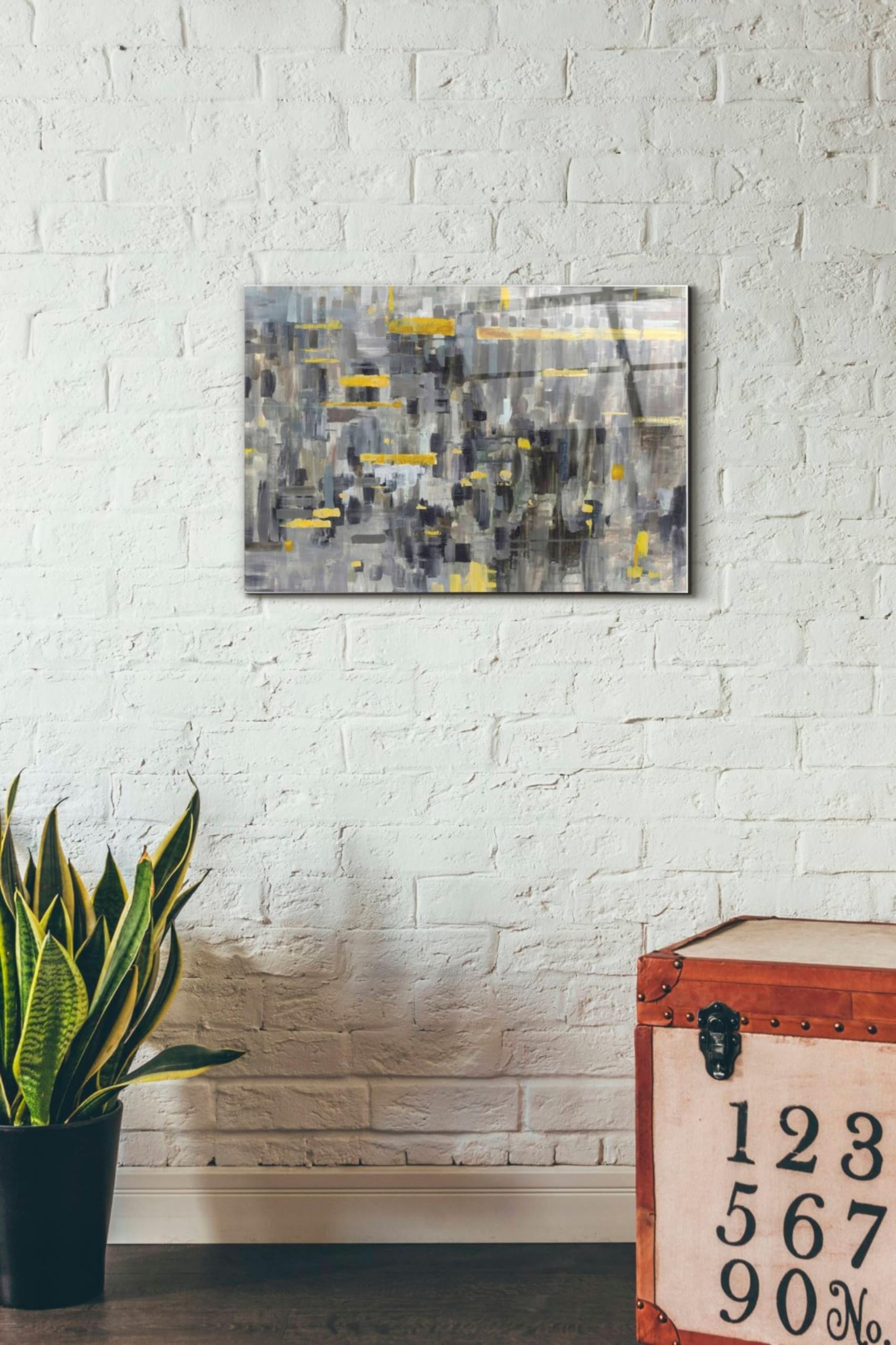 Danhui Nai 'Reflections Crop' Acrylic Glass Wall Art - 16x24 Inches Modern Abstract Painting for Living Room, Bedroom & Office Decor