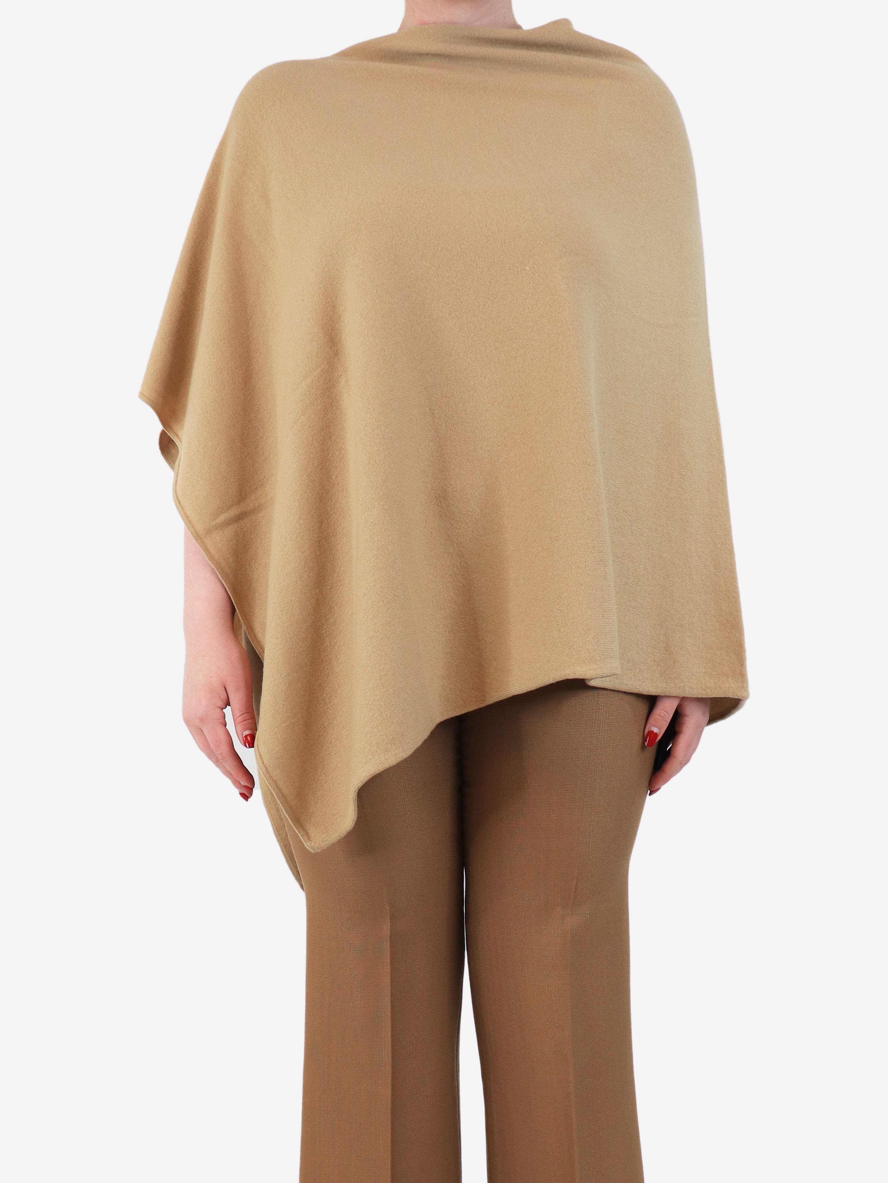 Beige Classic Poncho for Women - One Size Fits All | Cozy & Stylish Outerwear for Fall, Winter & Outdoor Activities