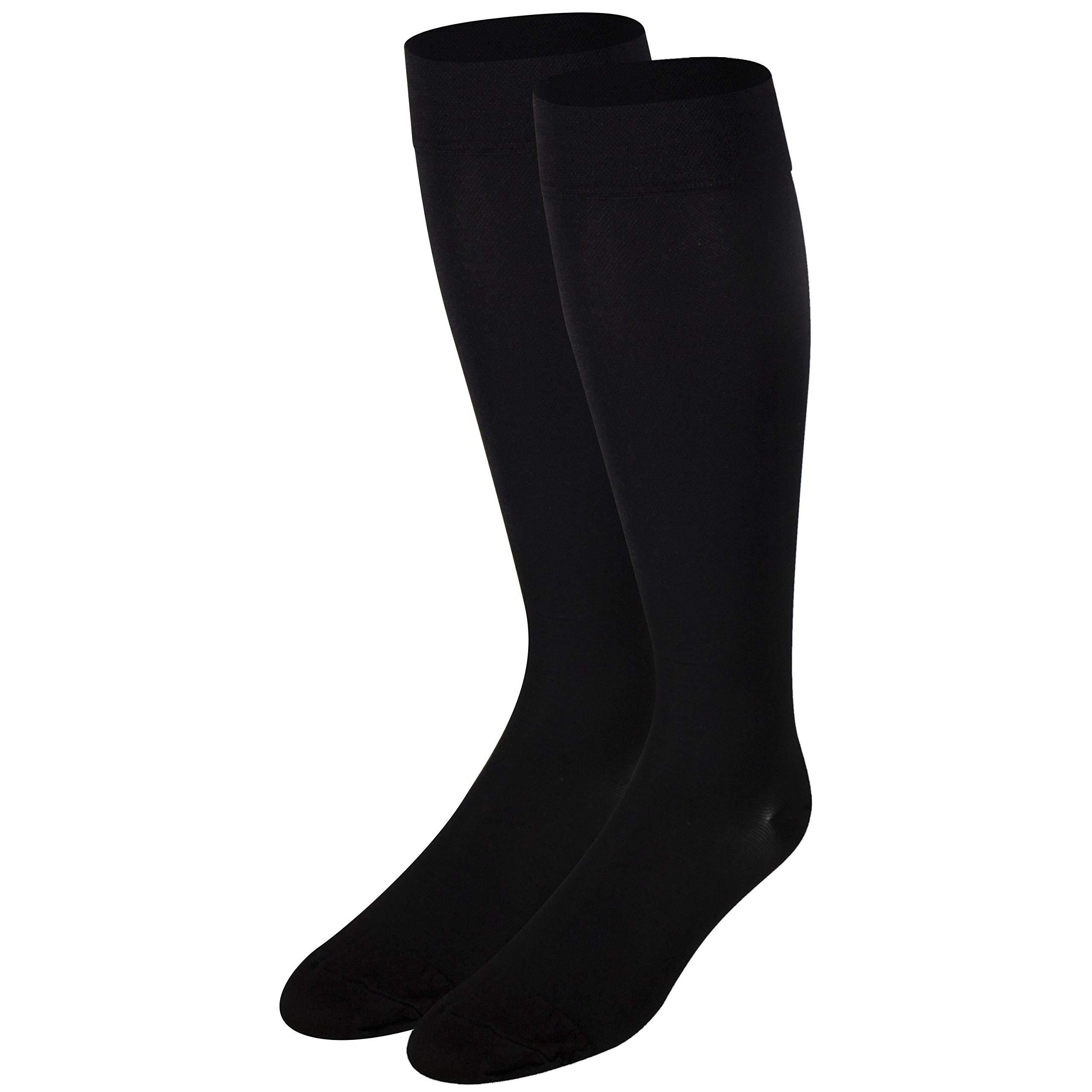 NuVein Medical Compression Stockings 15-20 mmHg - Knee High Support Socks for Women & Men - Closed Toe Black Medium - Ideal for Travel, Varicose Veins & Circulation Support