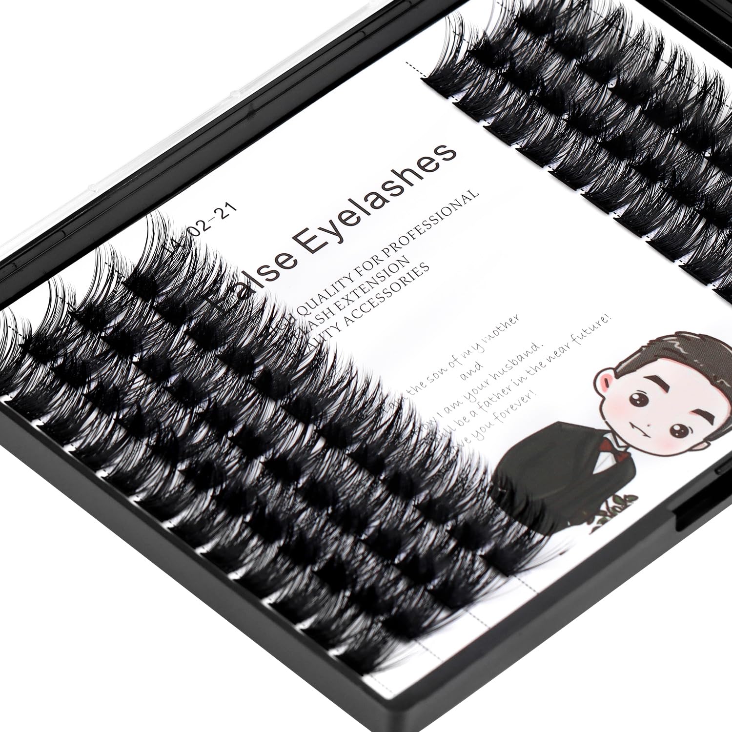 Bodermincer 84 Clusters D Curl False Eyelashes - Natural 3D Volume Lashes Set for DIY Lash Extensions | Wide Cluster, Glue Bonded Band, Individual Lashes (16MM) | Perfect for Home Use, Parties & Special Occasions