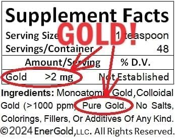 EnerGold® Monoatomic Gold ORMUS Supplement - Pure Gold, Platinum & Copper - No Salt, Dyes or Fillers - Supports DNA Repair & Pineal Gland Health - EMF & Radiation Protection - Boost Energy & Mental Clarity for Meditation and Spiritual Practices