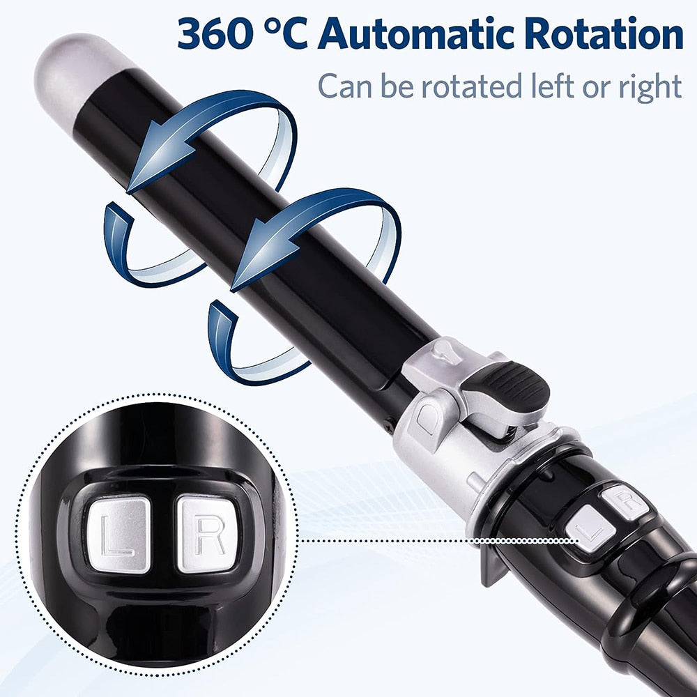 Automatic Rotating Hair Curling Iron - 360° Self-Rotating Curling Wand with Adjustable Temperature for Salon-Quality Waves & Curls - Perfect for Home Styling, Parties & Special Occasions