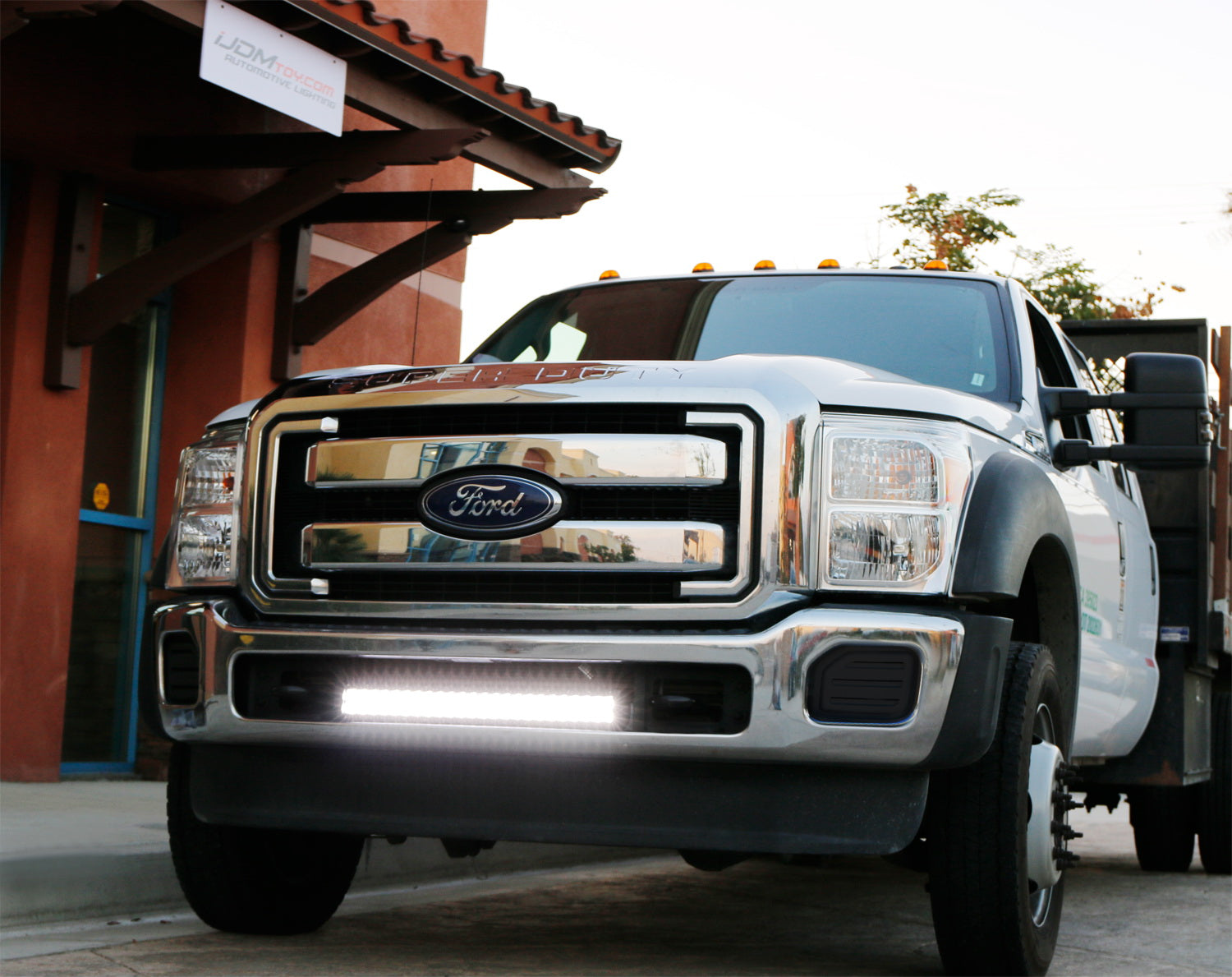 144W 25 LED Light Bar with Lower Bumper Brackets & Wiring Harness for 2011-2016 Ford F250 F350 Super Duty - Off-Road, Fog Lights, Night Driving, Truck Accessories