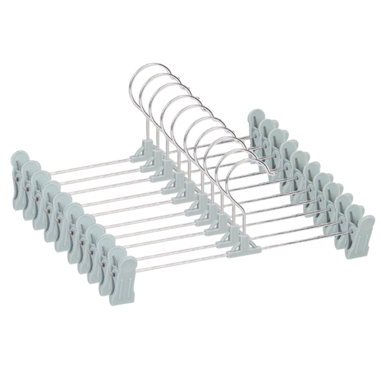 10Pcs Adjustable Plastic Grip Trouser & Skirt Hangers - Space Saving Closet Organizers for Pants, Dresses & Skirts - Perfect for Home, Office or Retail Store Display