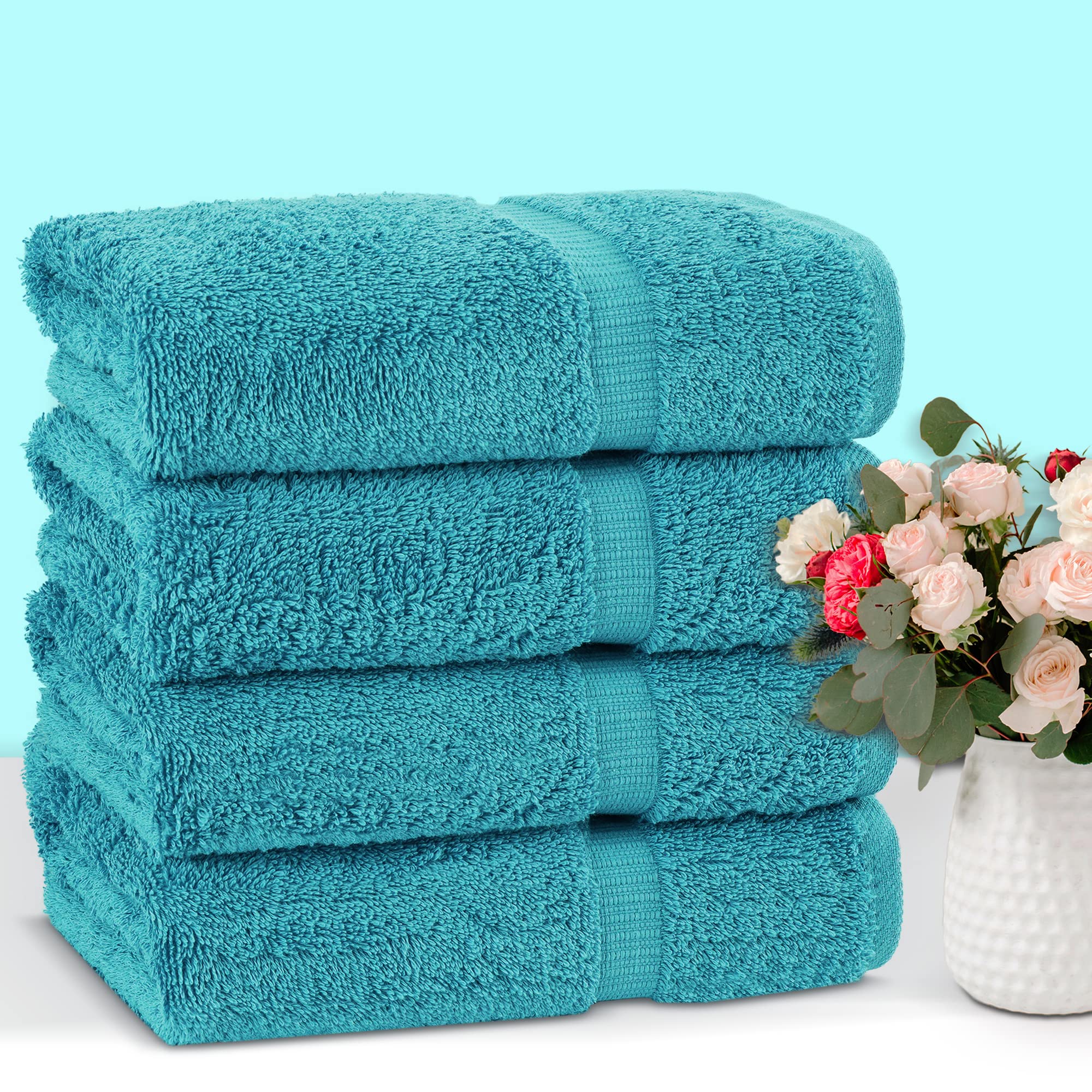 Premium 100% Cotton Turkish Bath Towels Set of 4 - Soft & Absorbent 27