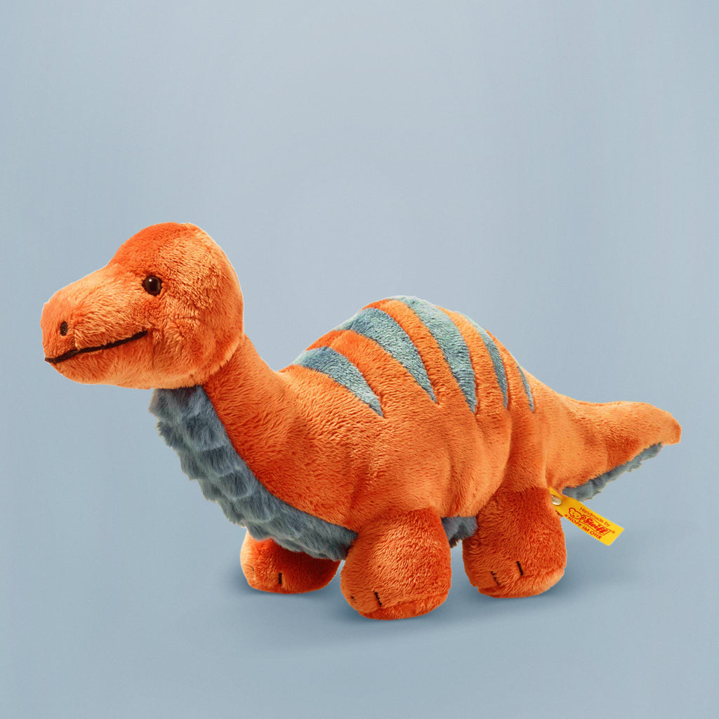 Steiff Bronko Brontosaurus Plush Dinosaur Toy with Personalized Pajamas - Perfect Gift for Kids' Bedtime & Dinosaur-Themed Nursery Decor