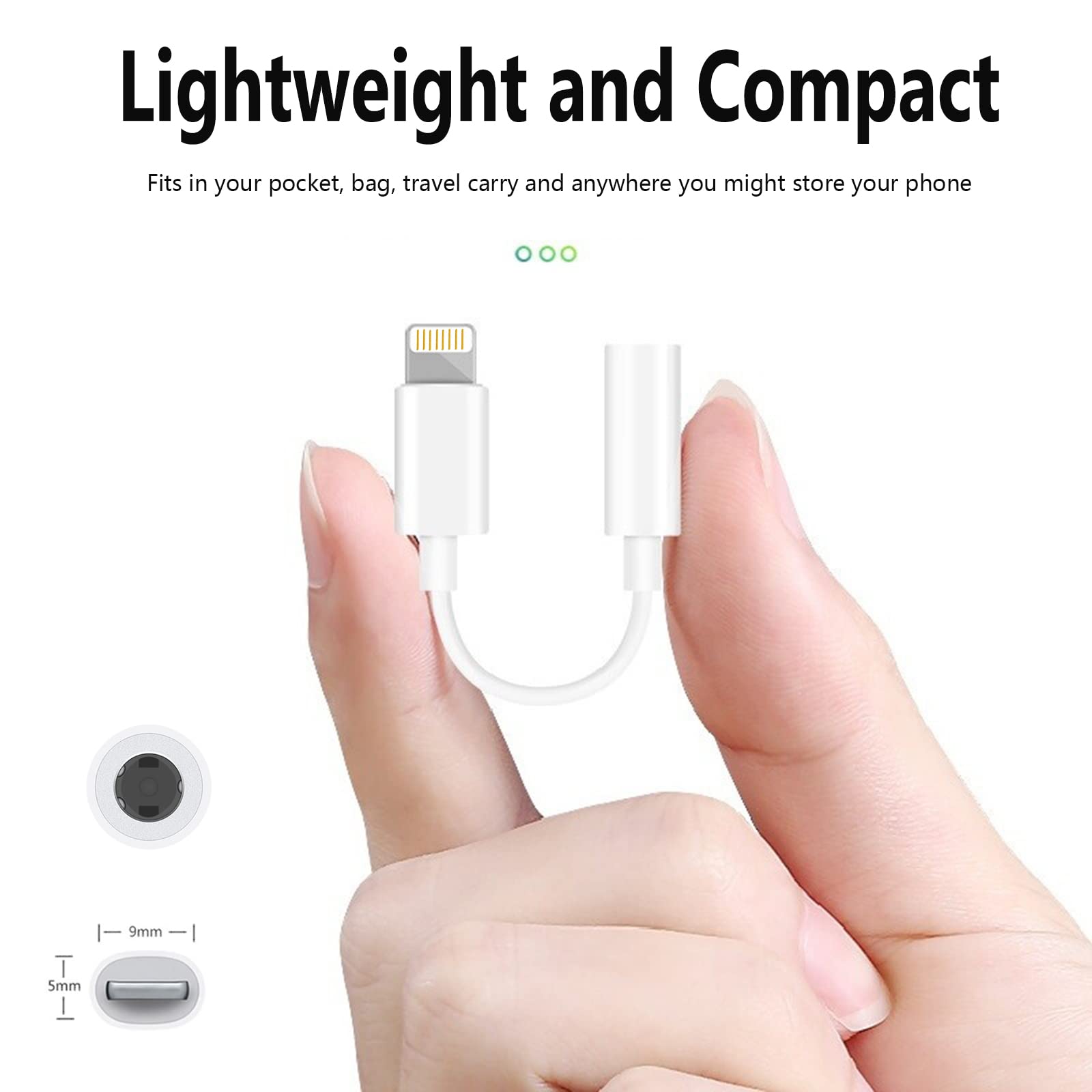 Apple MFi Certified Lightning to 3.5mm Headphone Jack Adapter - Compatible with iPhone 14/13/12/11/XS/XR/X/8/7 - Audio Dongle Converter for Music, Gaming & Hands-Free Calls