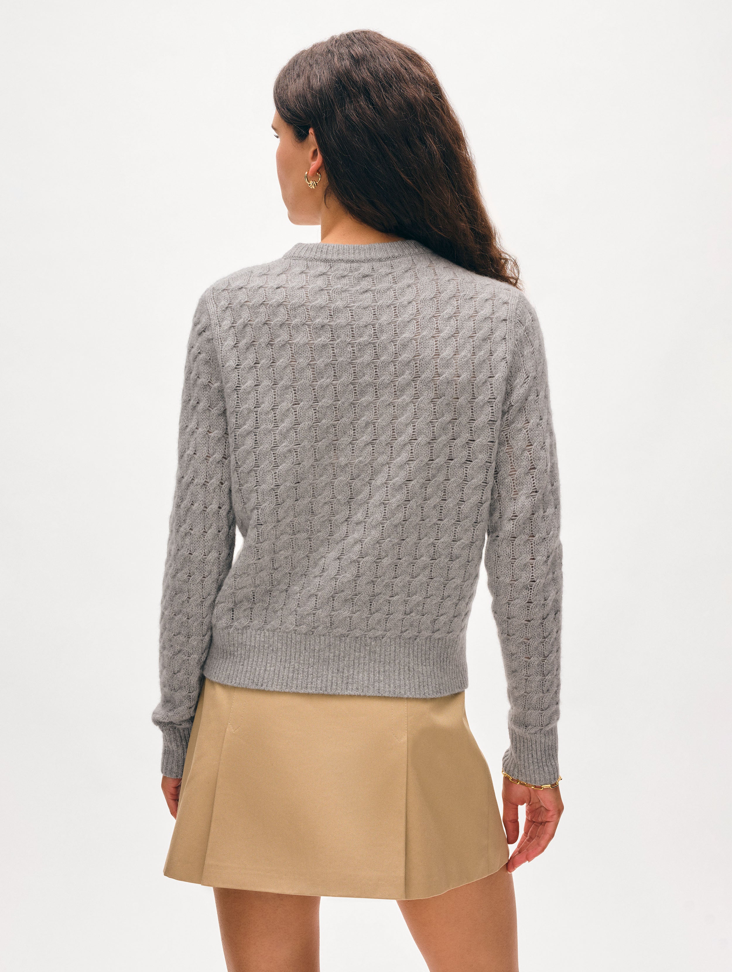 Luxury Soft Cashmere Cable Knit Crewneck Sweater for Women - Warm Winter Pullover for Casual & Office Wear