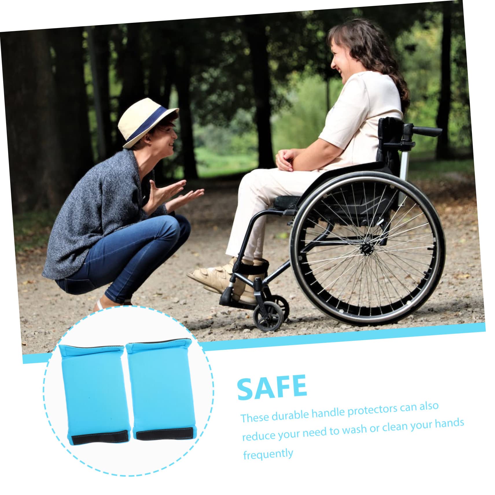 2 Pack Wheelchair Handle Covers - Non-Slip Grip Sleeves for Walkers & Rollators, Comfortable Polyester Padding for Elderly Wheelchair Users (Green) - Ideal for Daily Mobility Assistance & Hand Protection