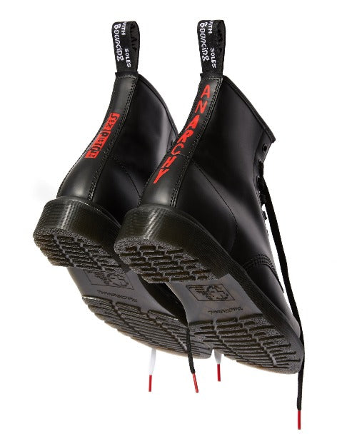Dr. Martens 1460 Sex Pistols Black Rolled Smooth Leather Ankle Boots - Punk Rock Fashion for Concerts & Streetwear