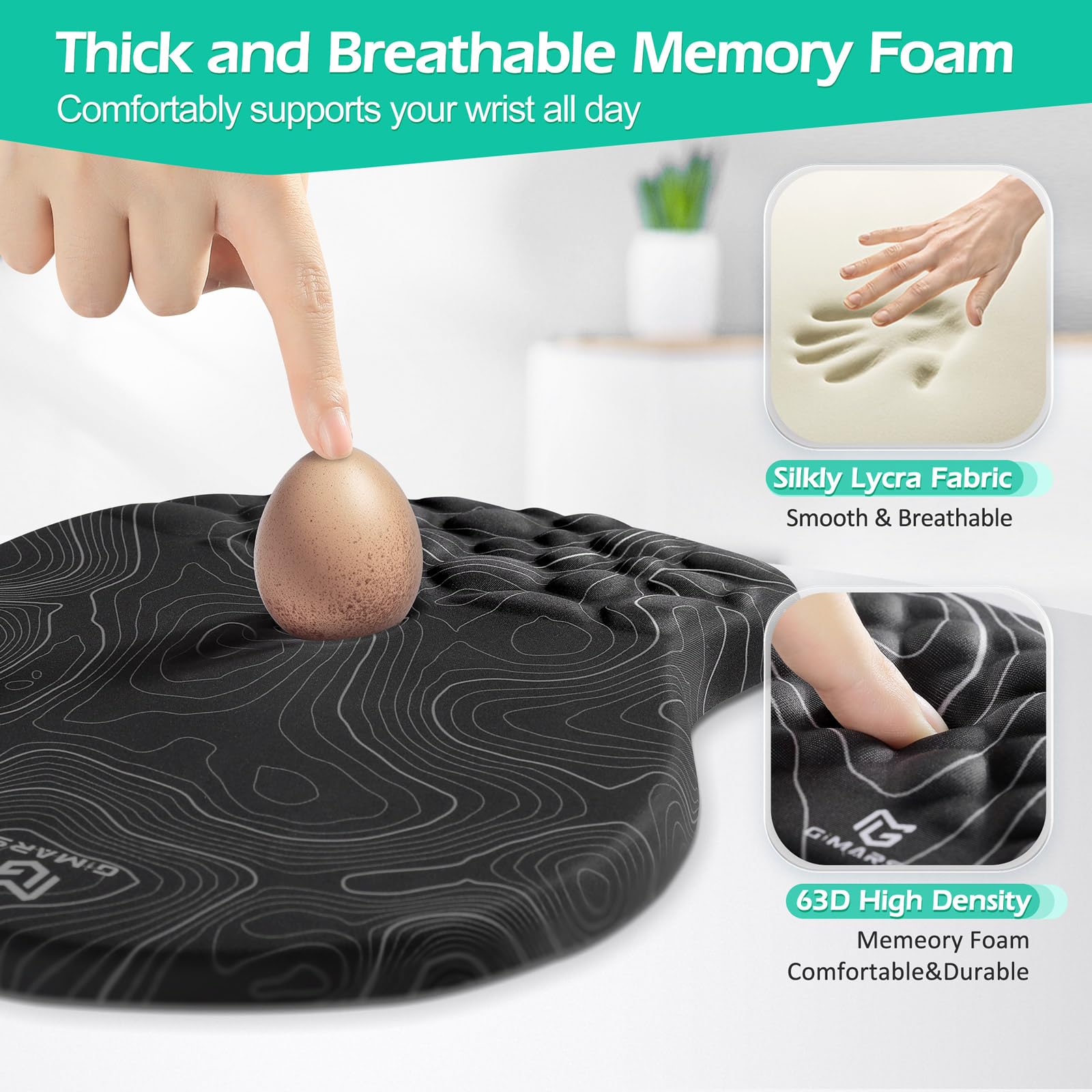 Gimars Ergonomic Keyboard Wrist Rest & Mouse Pad Set - Gel Wrist Support with Massage Points, Non-Slip PU Base for Gaming & Office Use - Perfect for Long Computer Sessions, Typing, and PC Gaming
