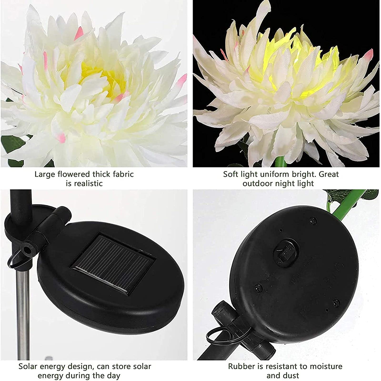 Solar Powered Yellow LED Chrysanthemum Garden Stake - Outdoor Artificial Flower Lights for Landscape Decoration | Perfect for Backyard, Patio, Pathway & Garden Decor at Night