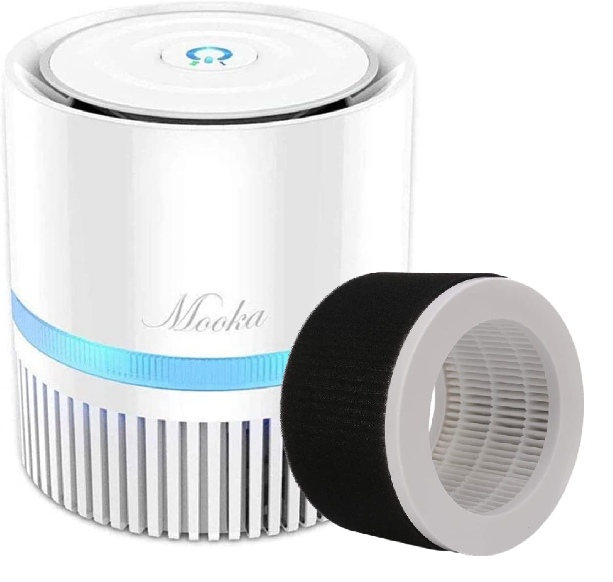 MOOKA 3-in-1 True HEPA Air Purifier for Home - Eliminates Allergies, Pet Dander, Smoke, Dust & Mold | 3D Filtration with Night Light & Extra Filter | Perfect for Bedroom, Office & Nursery (300 sq ft Coverage)