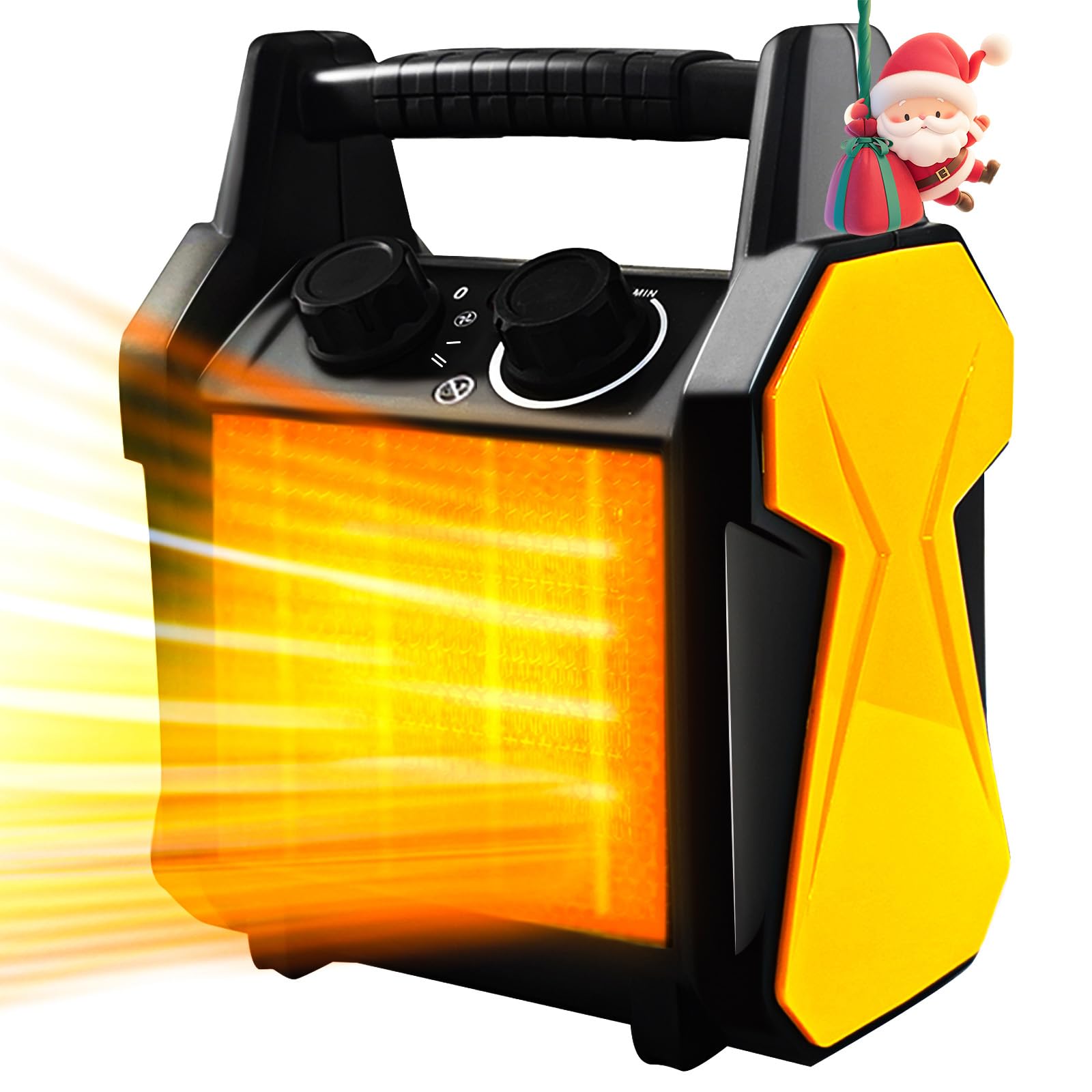 Outdoor Patio Heater - 1500W Electric Heater for Garage, Backyard & Deck - Yellow Freestanding Heating with Adjustable Thermostat - Perfect for Cold Weather, Outdoor Dining & Winter Gatherings