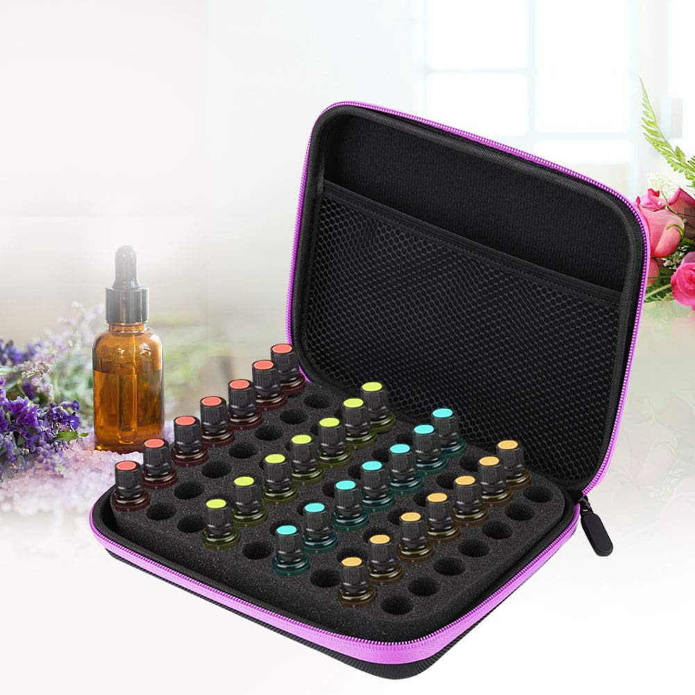 63-Slot Essential Oil Storage Bag - Portable Aromatherapy Organizer Case Box (Purple) | Perfect for Travel, Home & Professional Aromatherapy Use