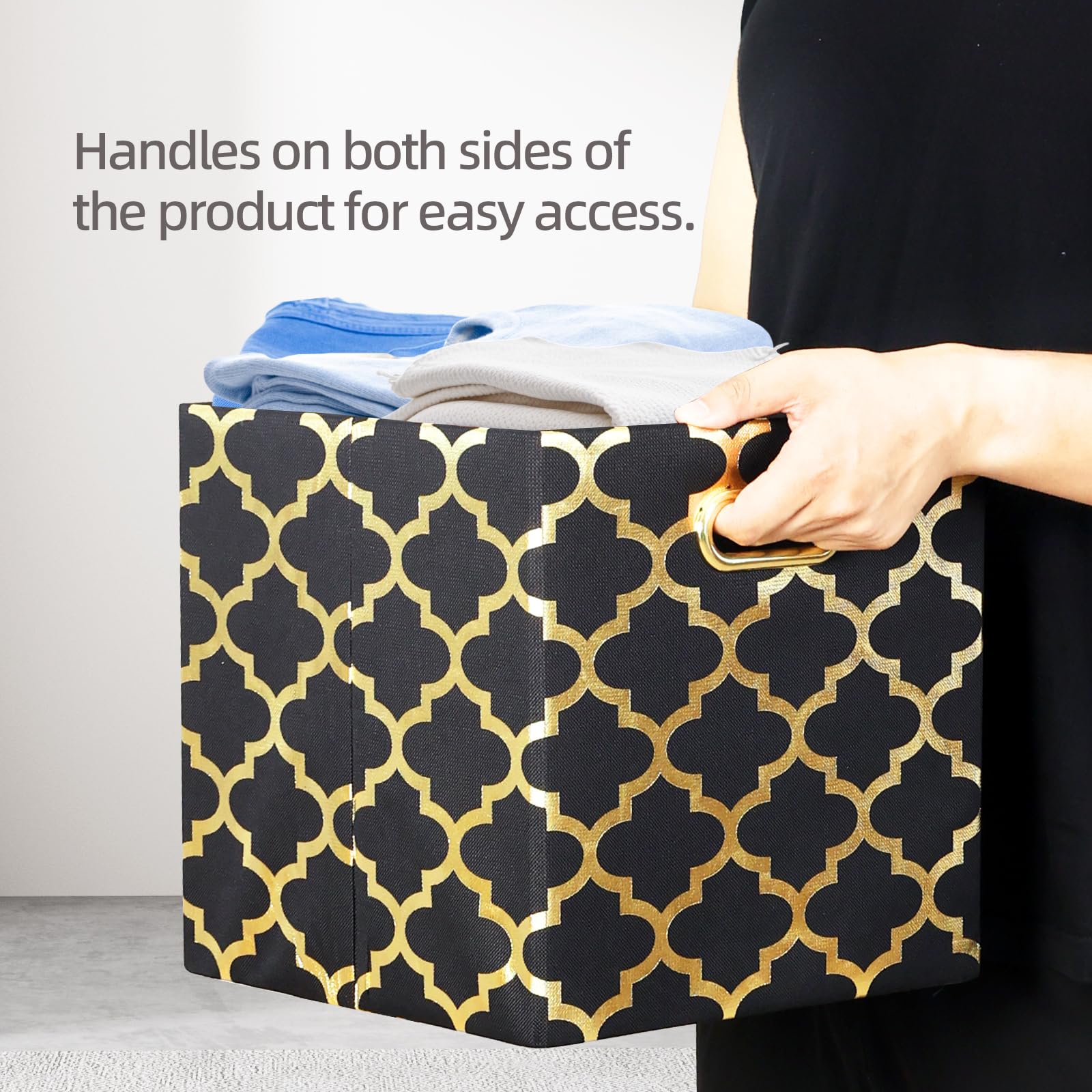 11x11x11 Inch Collapsible Fabric Storage Cubes - 3 Pack Black Organizer Bins for Shelves, Closet, Wardrobe | Perfect for Home, Office & Kids Room Organization